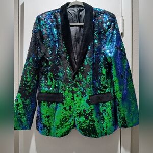 NWOT St. Patrick's Day Green Sequin Male Blazer, size Small